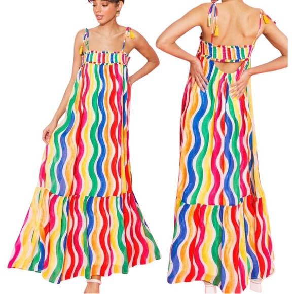 Flying Tomato Classic Love Rainbow Maxi Dress Size Large - Picture 1 of 10